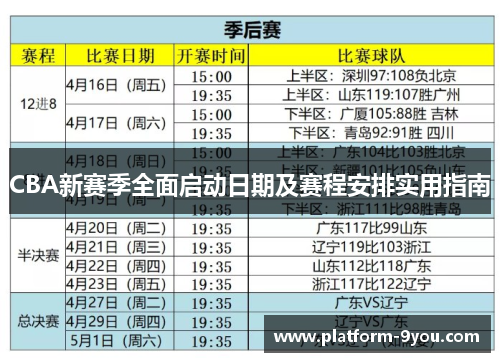 CBA新赛季全面启动日期及赛程安排实用指南